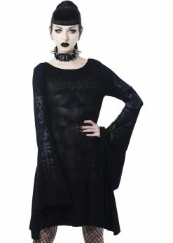Killstar Stay Weird Trapeze Dress Black -succubu shop killstar KSRA003038 stay weird trapeze dress blk 1 1024x1024