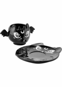 Killstar Kittea Cat Tea Cup & Saucer Black