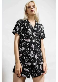 Killstar Moonbow Unicorn Pyjama Set Black