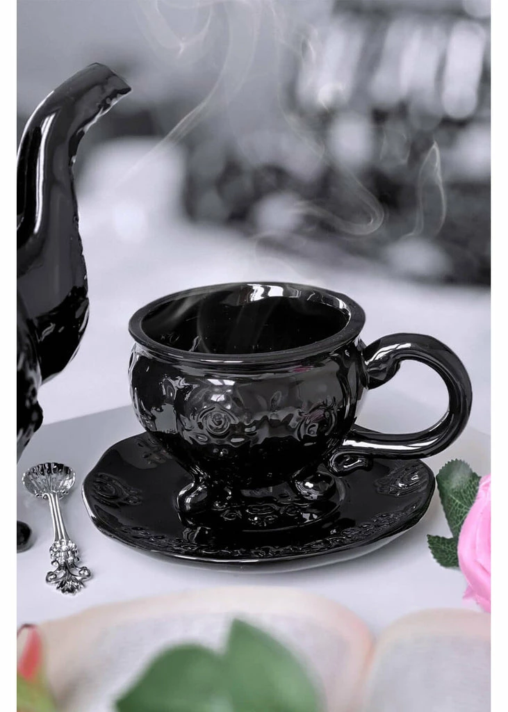 Killstar Daemon Teacup & Saucer Black 2 Killstar Daemon Teacup & Saucer Black - Image 2
