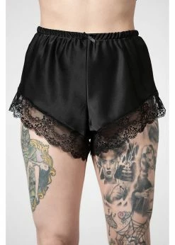 Killstar Severina Satin Shorts Black -succubu shop killstar KSRA005388 severina shorts blk 2 1024x1024