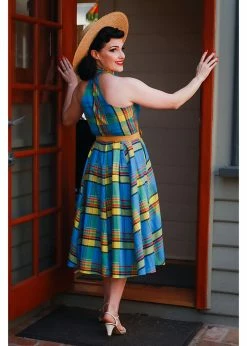 Miss Candyfloss Basillia Sun Tartan 50's Swing Dress Yellow -succubu shop miss candyfloss 1278tar basillia sun dress yel 3 1024x1024