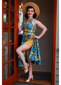 Miss Candyfloss Basillia Sun Tartan 50's Swing Dress Yellow -succubu shop miss candyfloss 1278tar basillia sun dress yel 4 1024x1024