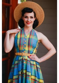 Miss Candyfloss Basillia Sun Tartan 50's Swing Dress Yellow -succubu shop miss candyfloss 1278tar basillia sun dress yel 5 1024x1024