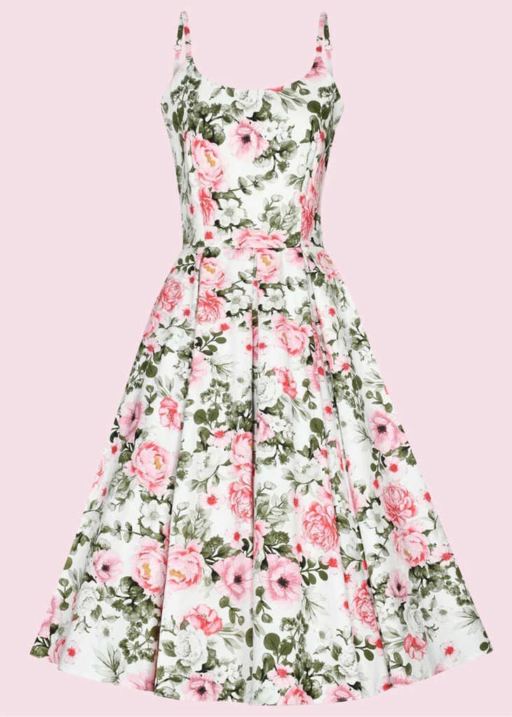 Pretty Dress Company Priscilla San Marino 50's Swing Dress White Pink