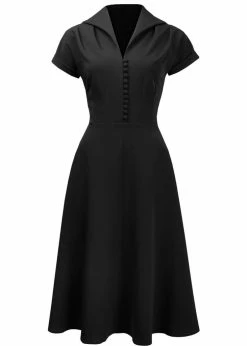 Pretty Retro Hostess 40's Swing Dress Black
