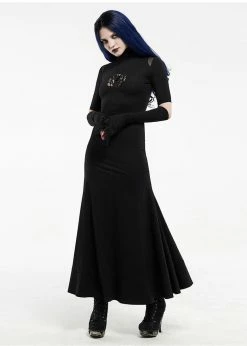 Punk Rave Minerva Rose Maxi Dress Black -succubu shop punk rave WQ488LQF minerva rose dress blk 2 1024x1024