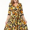 Timeless Barbara Floral 50's Swing Dress Black