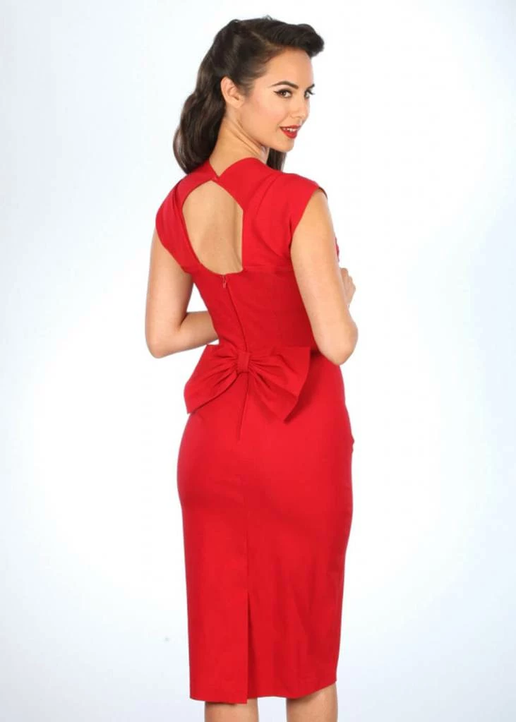 Stop Staring! Love 50's Pencil Dress Red 4 Stop Staring! Love 50's Pencil Dress Red - Image 4