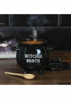 Succubus Witches Broth Cauldron Tureen With Spoon Black