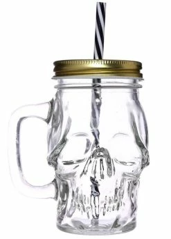 Succubus Gifts Skull Drinkingjar With Lid And Straw