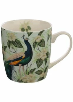 Succubus Gifts Peacock Porcelain Mug Green