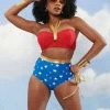 Unique Vintage X DC Comics Wonder Woman Bikini Haltertop Red Gold