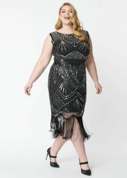 Unique Vintage Therese Sequin 20's Flapper Dress Black Silver -succubu shop unique vintage UV643 therese flapper dress blk silv 0 f4af9a79 aae6 4082 b847 66f59bff42c2 1024x1024